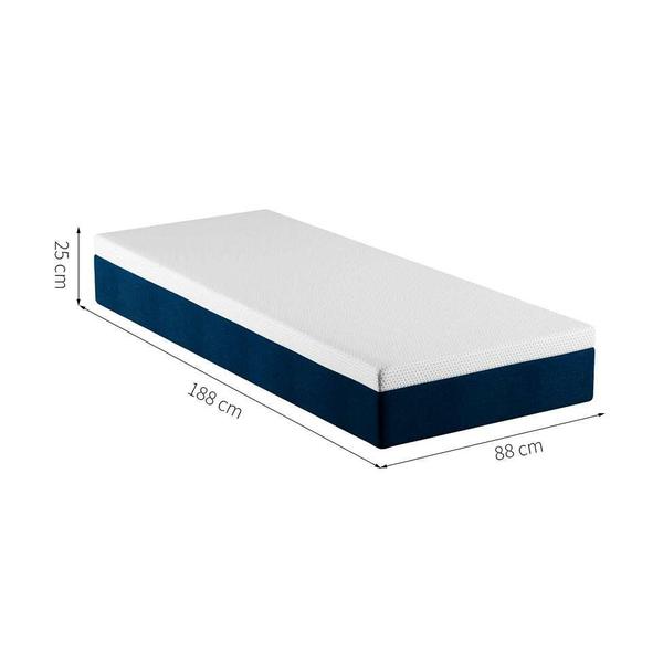 Imagem de Cama Box Solteiro com Colchão Mola Ensacada Guldi Firme II Branco e Azul