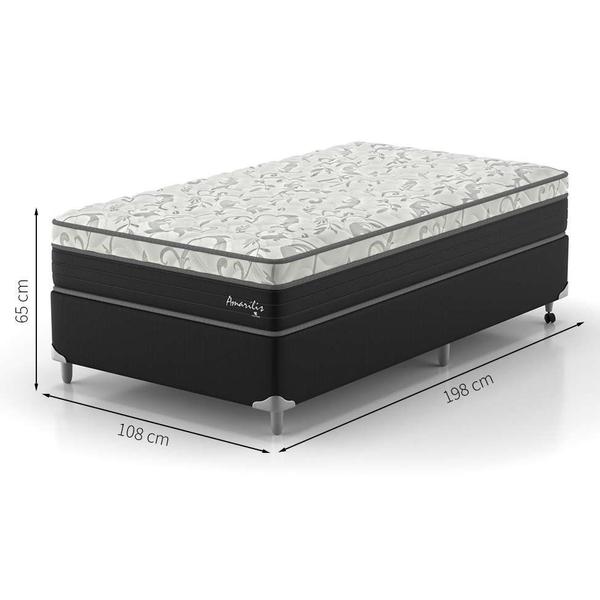 Imagem de Cama Box Solteiro King Amarilis com Colchão D33 Preta e Branca