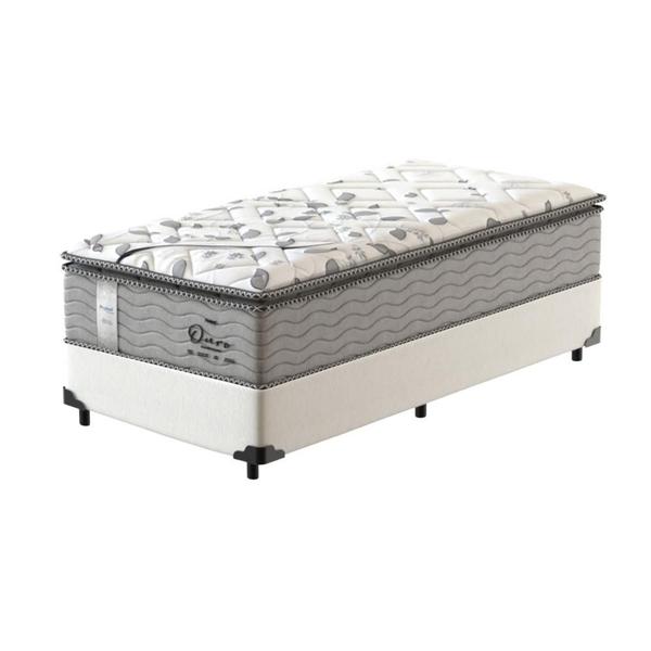 Imagem de Cama Box Solteiro King Branco + Colchão Molas Ensacadas - Probel - Guarda-Costas Ouro - 96x203x69cm