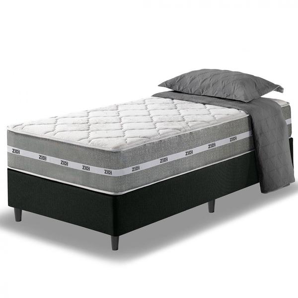 Cama Box Solteiro King Preto + Colchão Molas Ensacadas Miami