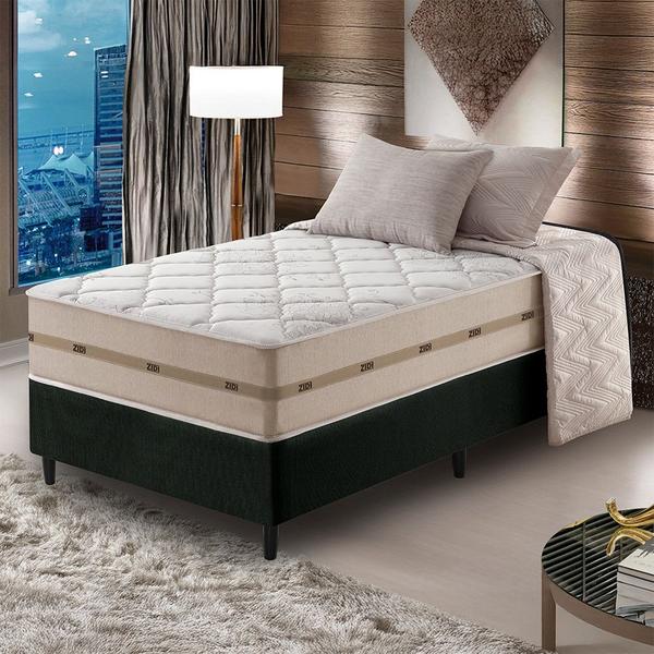 Cama Box Solteiro King Preto + Colchão Molas Superlastic Bahamas 96x203x63cm - Zidi Imagem de Cama Box Solteiro King Preto + Colchão Molas Superlastic Bahamas 96x203x63cm