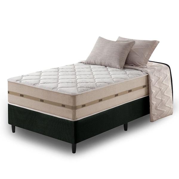 Cama Box Solteiro King Preto + Colchão Molas Superlastic Bahamas 96x203x63cm - Zidi Imagem de Cama Box Solteiro King Preto + Colchão Molas Superlastic Bahamas 96x203x63cm