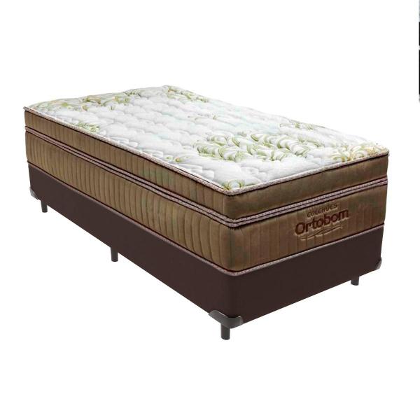 Cama Box Solteiro Marrom e Colchão Gold Ultragel Molas ensacadas Ortobom Imagem de Cama Box Solteiro Marrom e Colchão Gold Ultragel Molas ensacadas Ortobom
