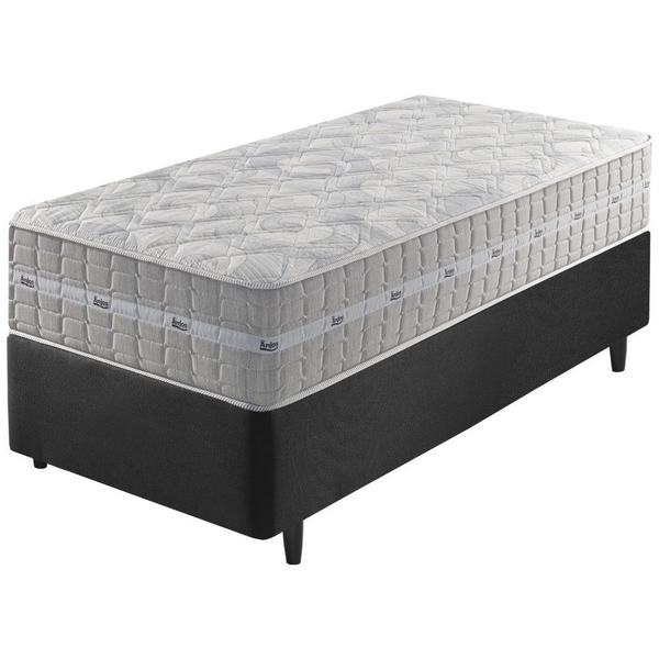 Cama Box Solteiro Preto + Colchão Molas Ensacadas Alabama 88x188x61cm - Zidi Cama Box Solteiro Preto + Colchão Molas Ensacadas Alabama 88x188x61cm - Zidi