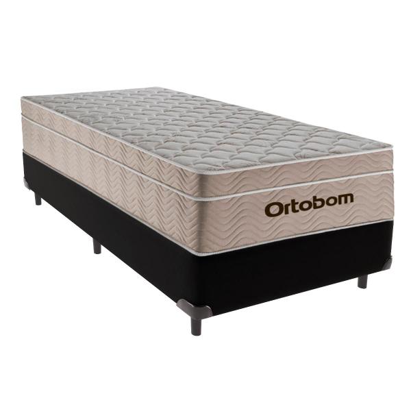 Imagem de Cama Box Solteiro Preto e Colchão Airtech Springpocket Molas Ensacadas Ortobom