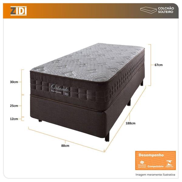 Imagem de Cama Box Solteiro Solteiro King + Colchão Molas Ensacadas Orlando 96x203x67cm