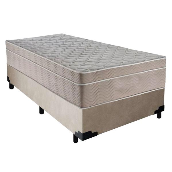 Imagem de Cama Box Suede Solteiro + Colchão SerenePrime Molas Ensacadas 88x188x65 Bege