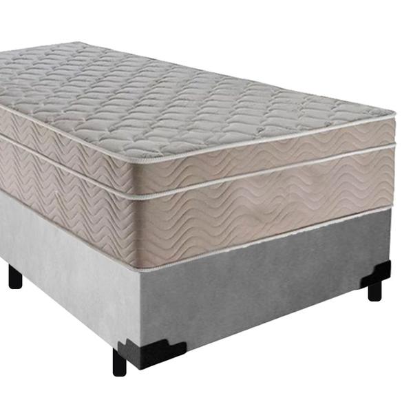 Imagem de Cama Box Suede Solteiro + Colchão SerenePrime Molas Ensacadas 88x188x65 Cinza