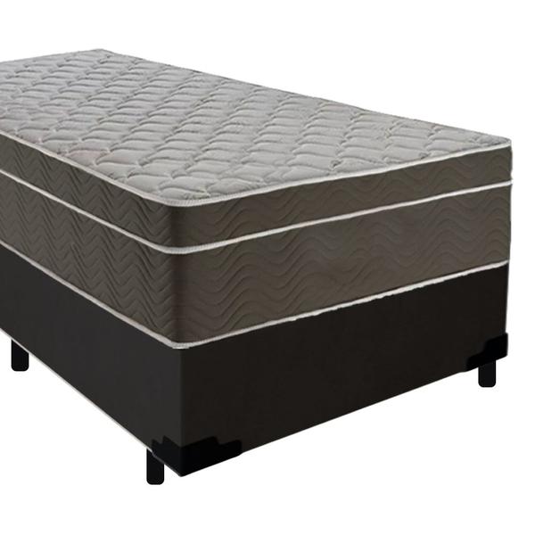 Imagem de Cama Box Suede Solteiro + Colchão SerenePrime Molas Ensacadas 88x188x65 Preto