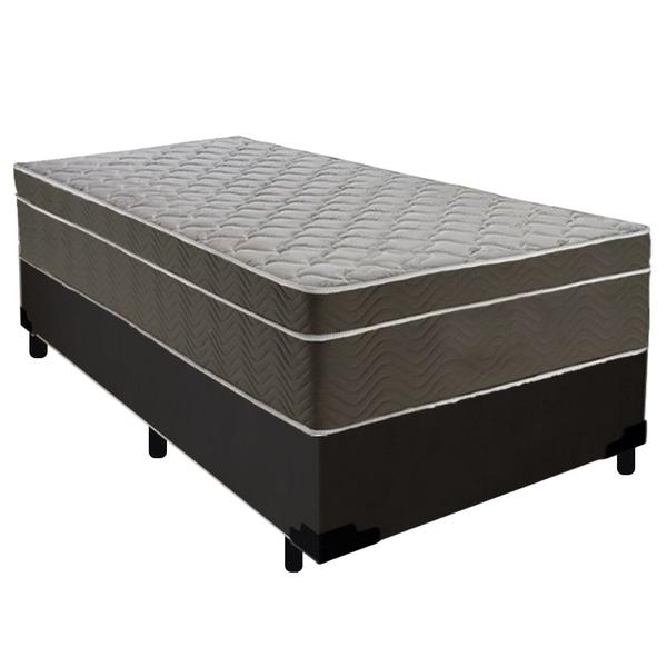 Imagem de Cama Box Suede Solteiro + Colchão SerenePrime Molas Ensacadas 88x188x65 Preto