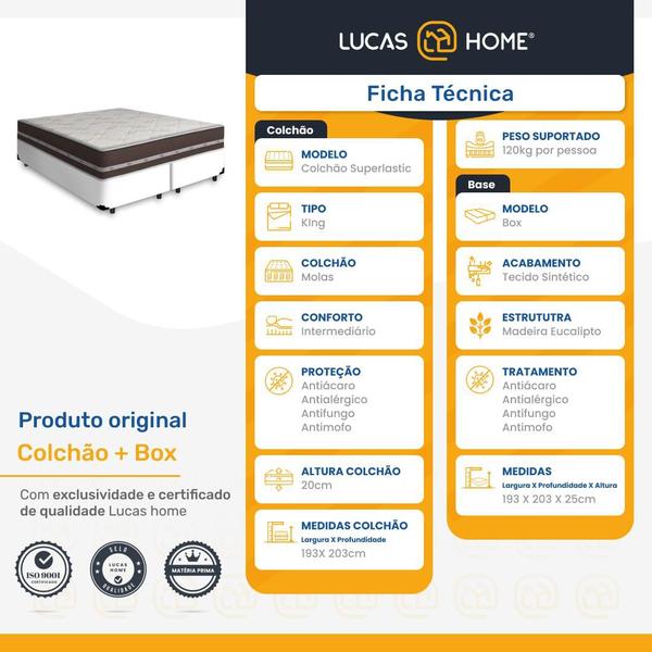 Cama Box Super King + Colchão De Molas - Anjos - Classic Superlastic - 193x203x61cm Imagem de Cama Box Super King + Colchão De Molas - Anjos - Classic Superlastic - 193x203x61cm