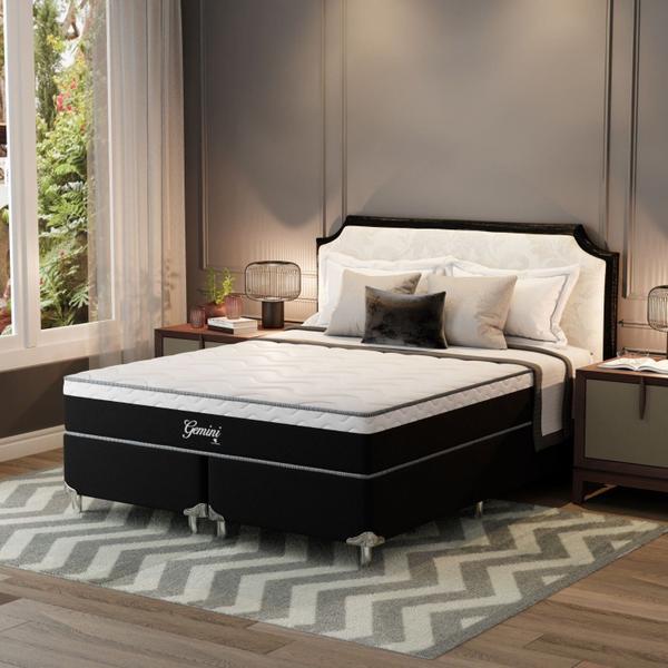 Imagem de Cama Box Super King Montreal Molas Ensacadas Gemini 193x203x68