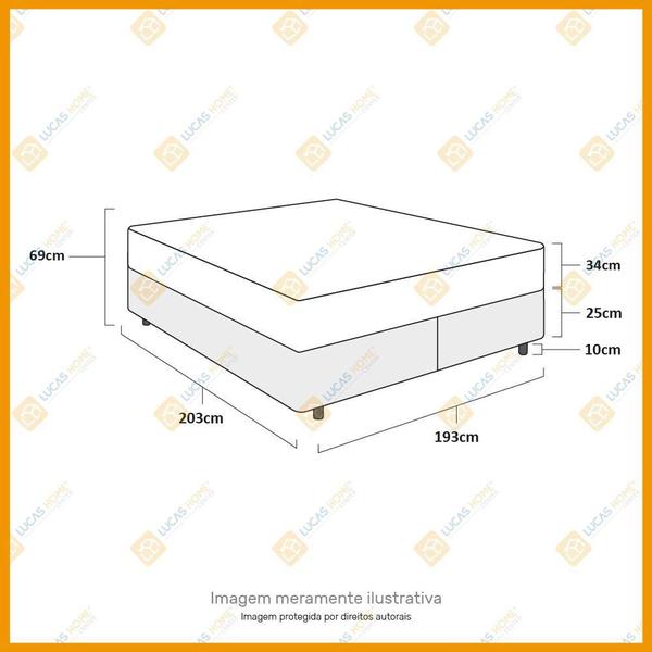 Imagem de Cama Box Super King Preta + Colchão de Molas Ensacadas - Probel - Guarda-Costas Ouro - 193x203x69cm