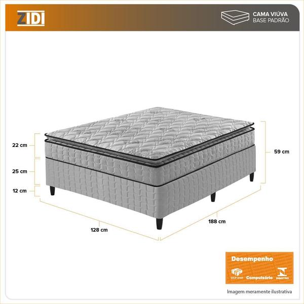 Imagem de Cama Box Viúva Cinza + Colchão Ortopedico Espuma D33 Pillow Top Hanover One 128x188x59cm