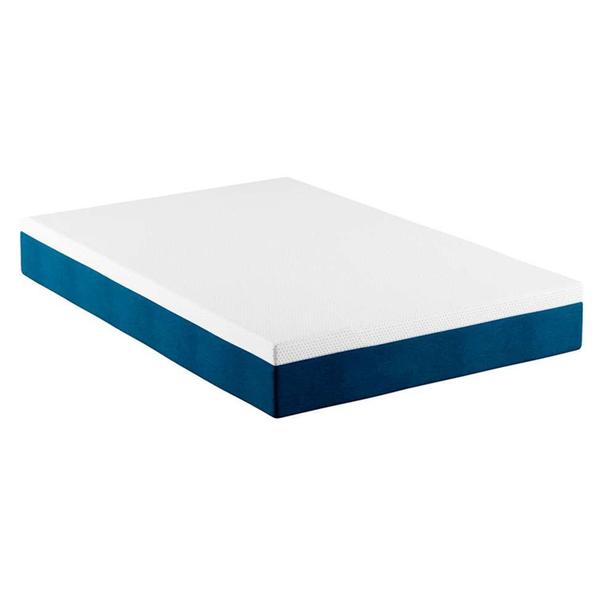 Imagem de Cama Box Viúva com Colchão Mola Ensacada Guldi Firme e 2 Travesseiros Guldi Nasa Viscoelástico Azul e Branco