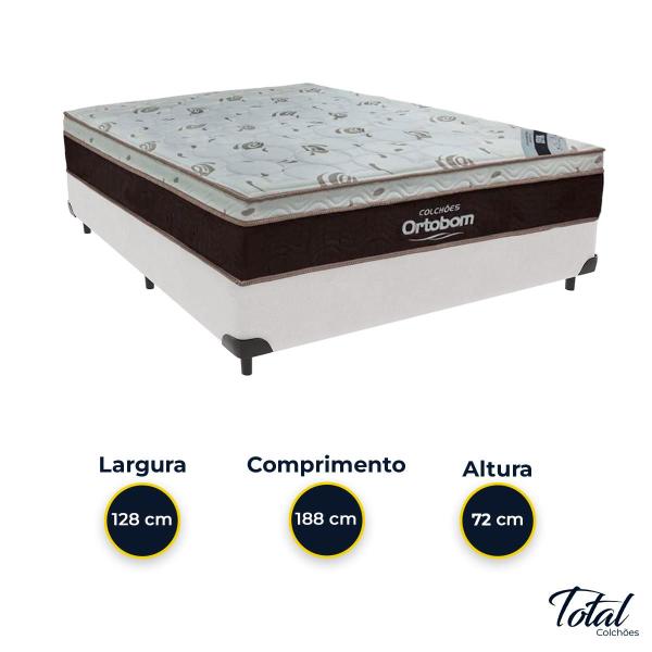 Imagem de Cama Box Viúvo Branco e Colchão Sleep King Molas Ensacadas Ortobom