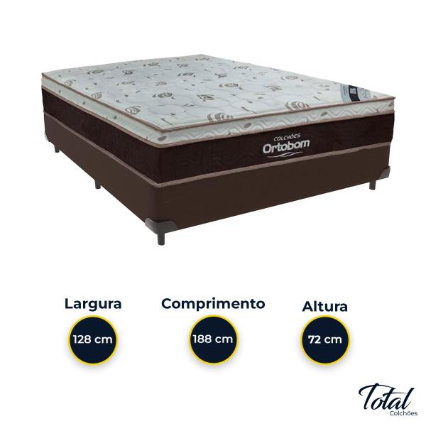 Imagem de Cama Box Viúvo Marrom e Colchão Sleep King Molas Ensacadas Ortobom