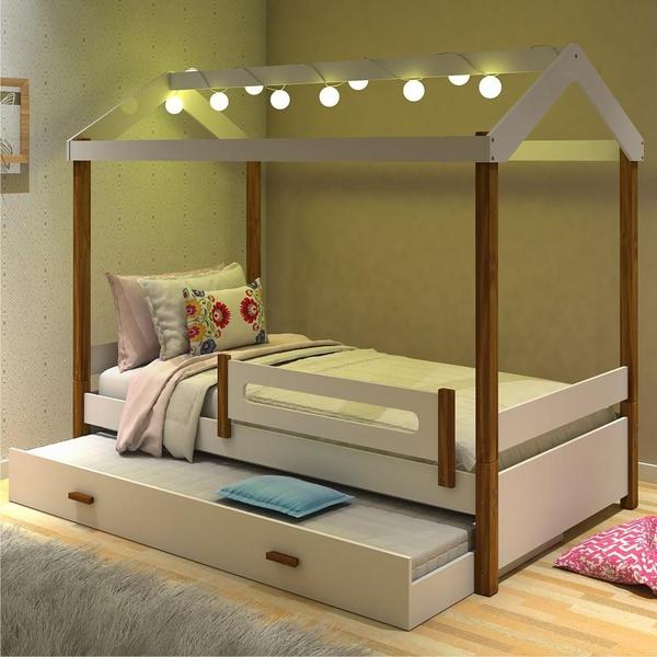 Imagem de Cama Cabana Fio de Luz e Auxiliar Branco Mel com Colchão