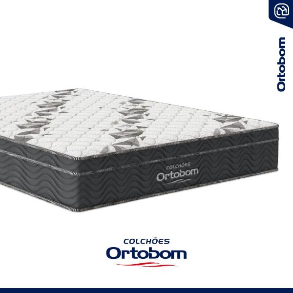 Imagem de Cama + Cabeceira Genebra Bouclé com Colchão de Espuma D33 Ortobom Airtech Ortopillow 100 Queen 158cm