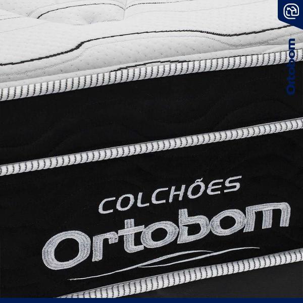 Imagem de Cama + Cabeceira Genebra Bouclé com Colchão de Molas Ensacadas Ortobom Elegante Superpocket Pillow In Queen 158cm