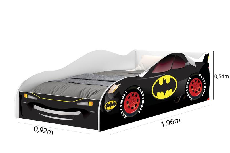 Imagem de Cama Carro Batman Solteiro Adesivada C/ Colchão Incluso - LV