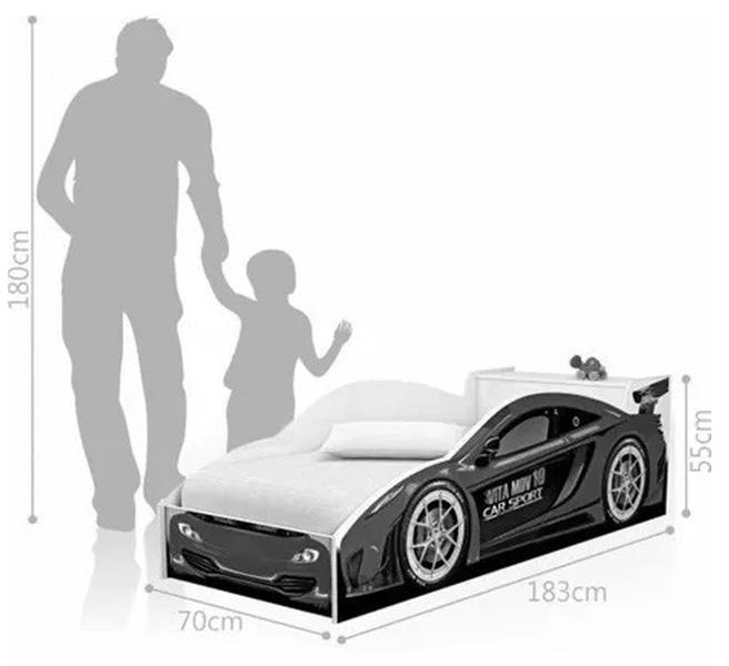 Imagem de Cama Carro Com Baú Infantil Menino Menina Caminha Resistente Prateleiras Casinha Bonecas Grade Elegante Cercado Quarto Bebê Criança Solteiro