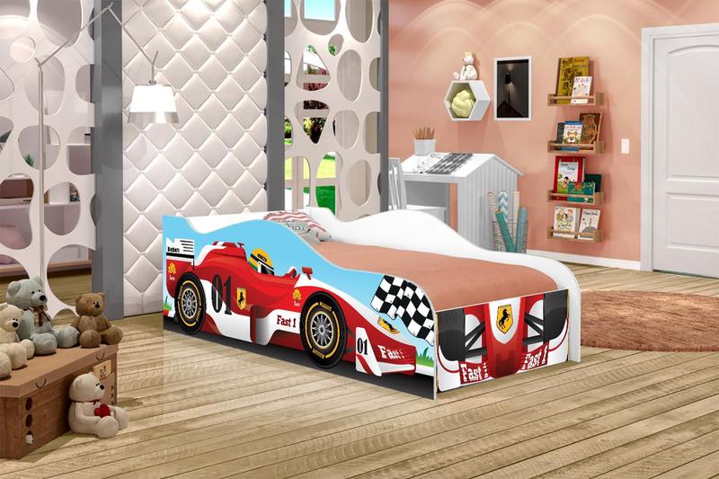 Imagem de Cama Carro de Corrida Joy Vermelho Infantil Com Colchão