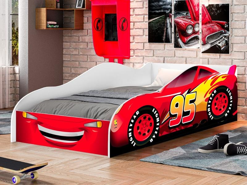 Imagem de Cama Carro de Solteiro Mcqueen 95 Com Colchão