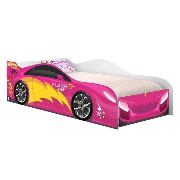 Imagem de Cama Carro Fast Menina Rosa Solteiro Com Colchão