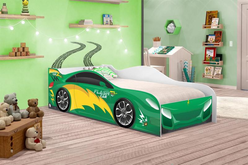 Imagem de Cama Carro Fast Menino Verde Solteiro Com Colchão