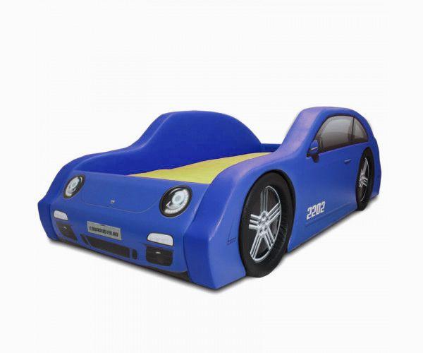 Imagem de Cama Carro Fusca solteiro estofada com rodas embutidas - cor azul