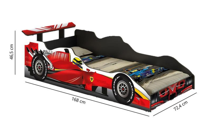 Imagem de Cama Carro Infantil Formula 1 Vermelho - Rede Móveis