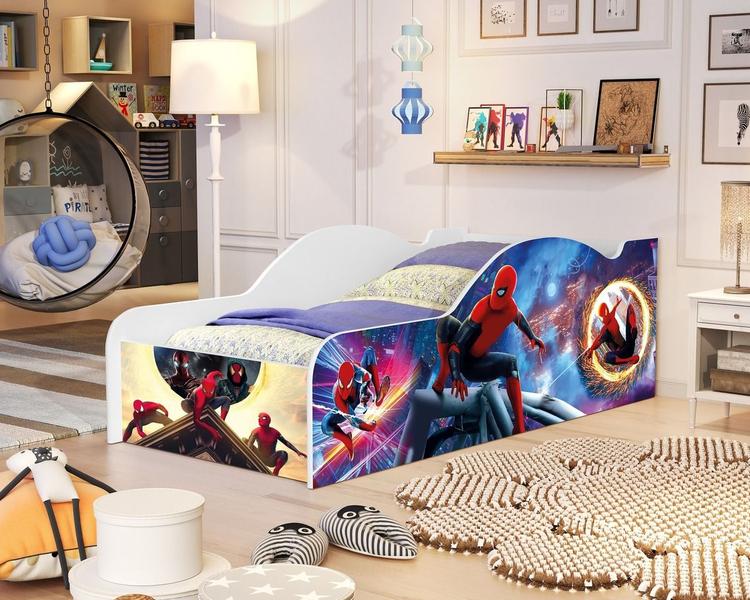 Imagem de Cama Carro Infantil Homem Aranha Para Meninos Com Colchão Espuma D20 Branco