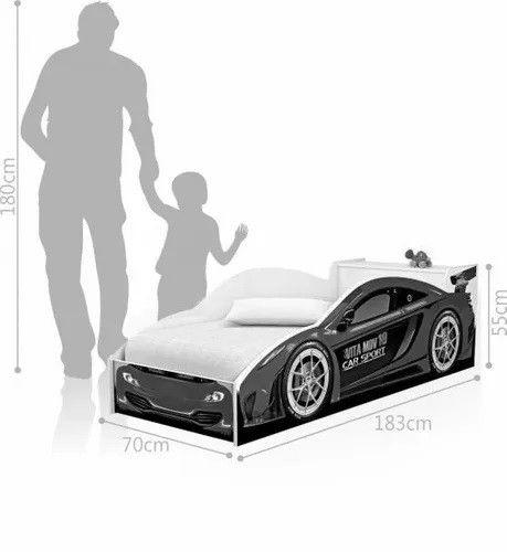 Imagem de Cama Carro Infantil Menina Menino Azul Com Baú para Brinquedos Caminha Resistente Prateleiras Casinha Bonecas Grade Elegante Cercado Quarto Criança