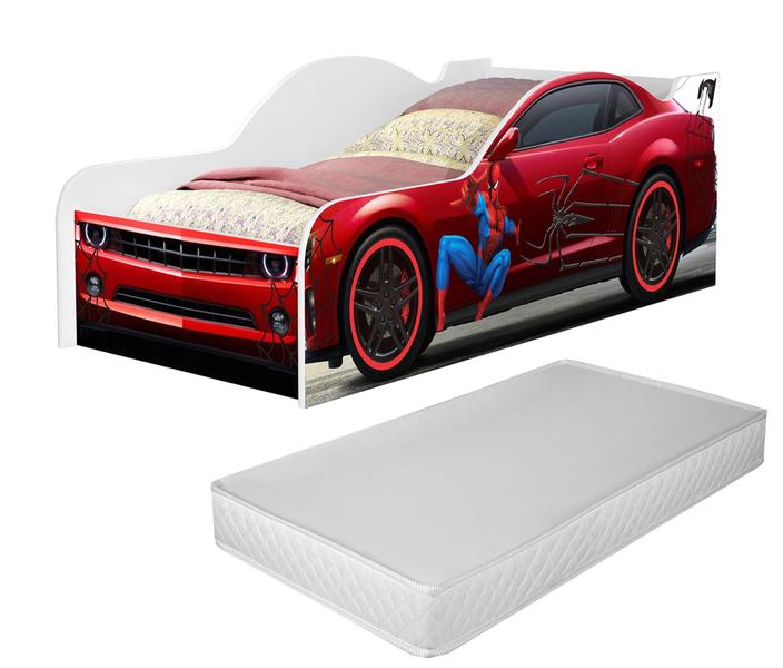 Imagem de Cama Carro Infantil Quarto Menino Criança Montessoriana Mcqueen Herois Cor Vermelho Com Colchão