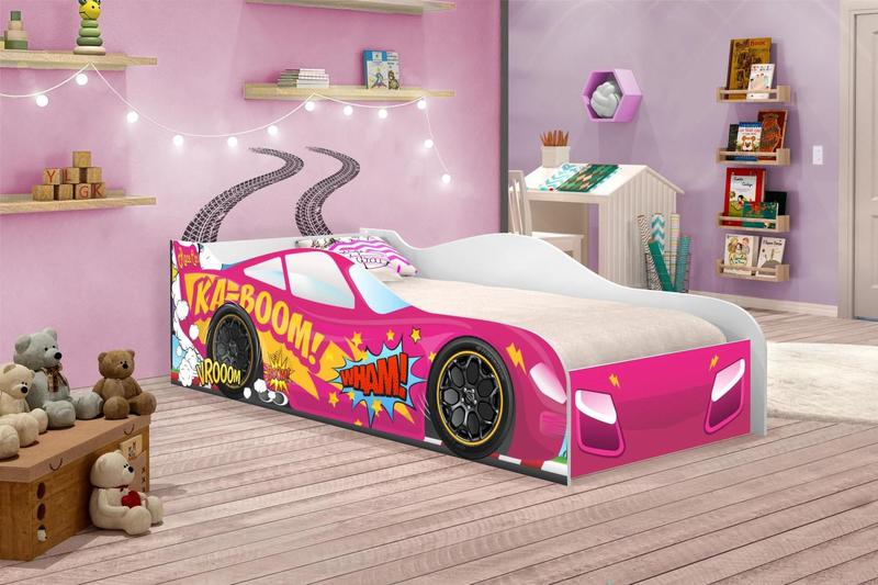 Imagem de Cama Carro Kaboom Pink Solteiro Com Colchão