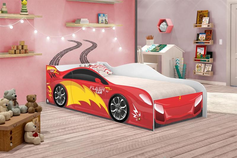 Imagem de Cama Carro Menino Vermelho Solteiro Com Colchão