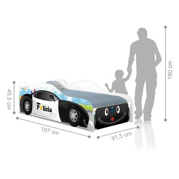 Imagem de Cama Carro Polícia Baby Kids Solteiro Com Colchão