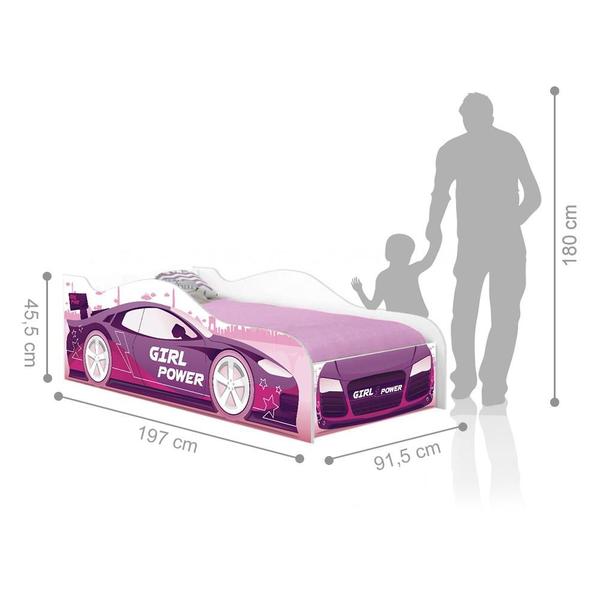 Imagem de Cama Carro Rosa Kids Solteiro Com Colchão