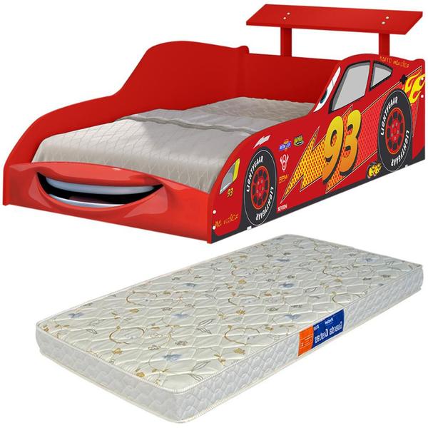 Imagem de Cama Carro Solteiro com Colchão McVeloz Vermelho