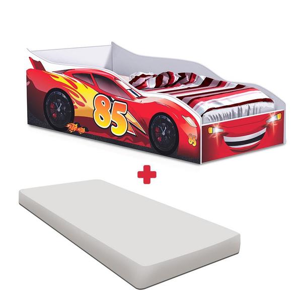 Imagem de Cama Carro Vermelho Infantil Red Com Colchão Infantil Gabrielli Móveis