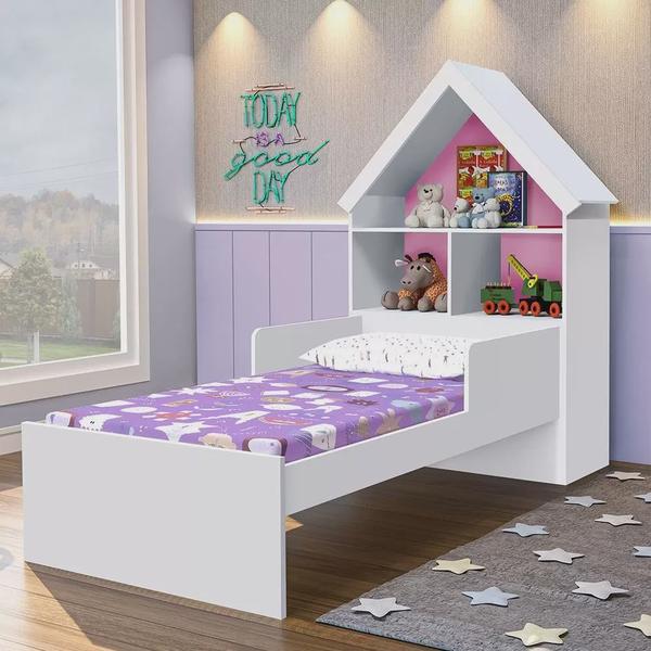 Imagem de Cama Casa Infantil Branco/Rosa Grabrielli Magia