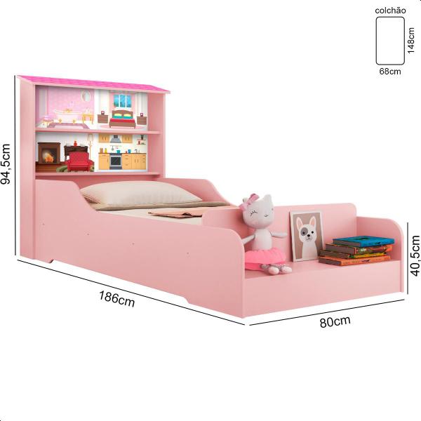 Imagem de Cama Casa Infantil com Colchão Princesa Rosa