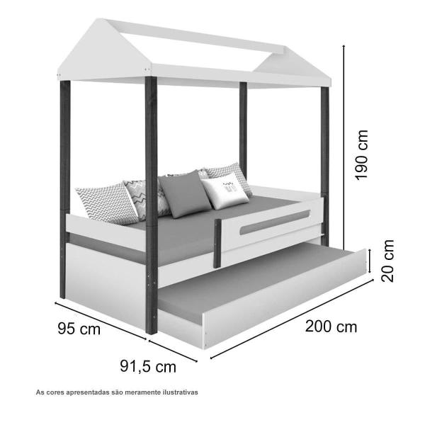 Cama Casa Solt. Lara Branco/Mel c/ Aux. Firenze, LED e 02 Colchões - Movelaria Imagem de Cama Casa Solt. Lara Branco/Mel c/ Aux. Firenze, LED e 02 Colchões