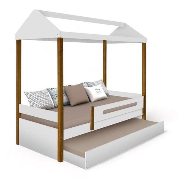 Cama Casa Solt. Lara Branco/Mel c/ Aux. Firenze - Movelaria Imagem de Cama Casa Solt. Lara Branco/Mel c/ Aux. Firenze