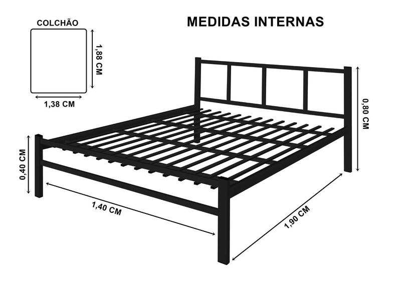 Imagem de Cama Casal 1,40 Int. De Tubolar/aço Alojamento 