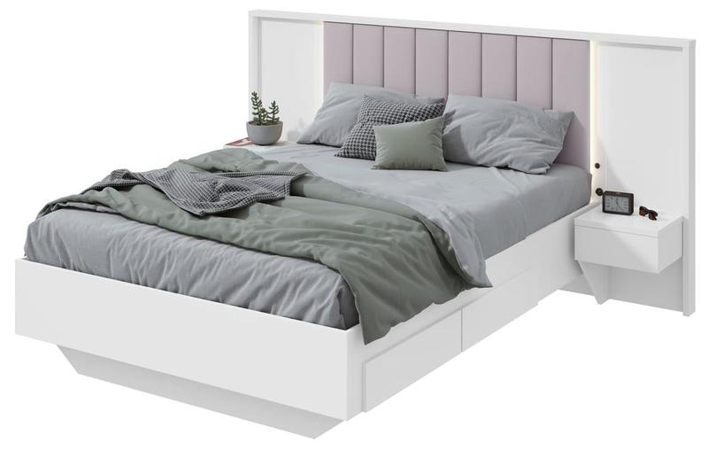 Cama Casal 140cm com USB, USB-C e 2 Mesa de Cabeceiras Solaris - Lopas - Móveis Lopas Imagem de Cama Casal 140cm com USB, USB-C e 2 Mesa de Cabeceiras Solaris - Lopas