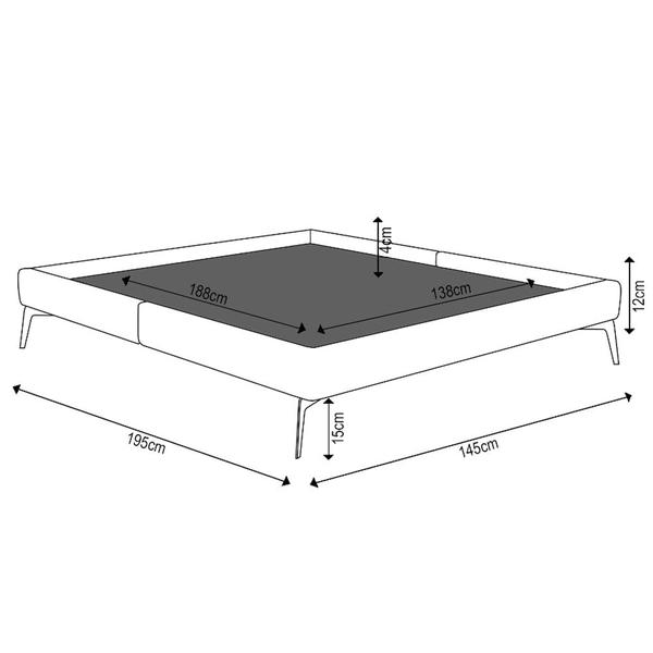 Imagem de Cama Casal 145cm Pés Metálicos Elisa S05 Linho Preto - Mpozenato