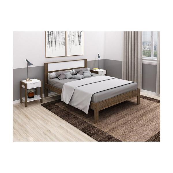 Imagem de Cama Casal 146,7x92x196 cm Nogal/Branco Tecnomobili