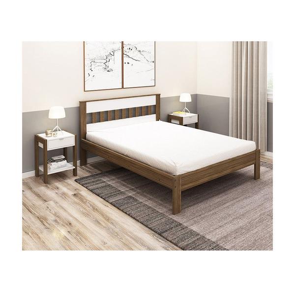 Imagem de Cama Casal 146,7x92x196 cm Nogal/Branco Tecnomobili